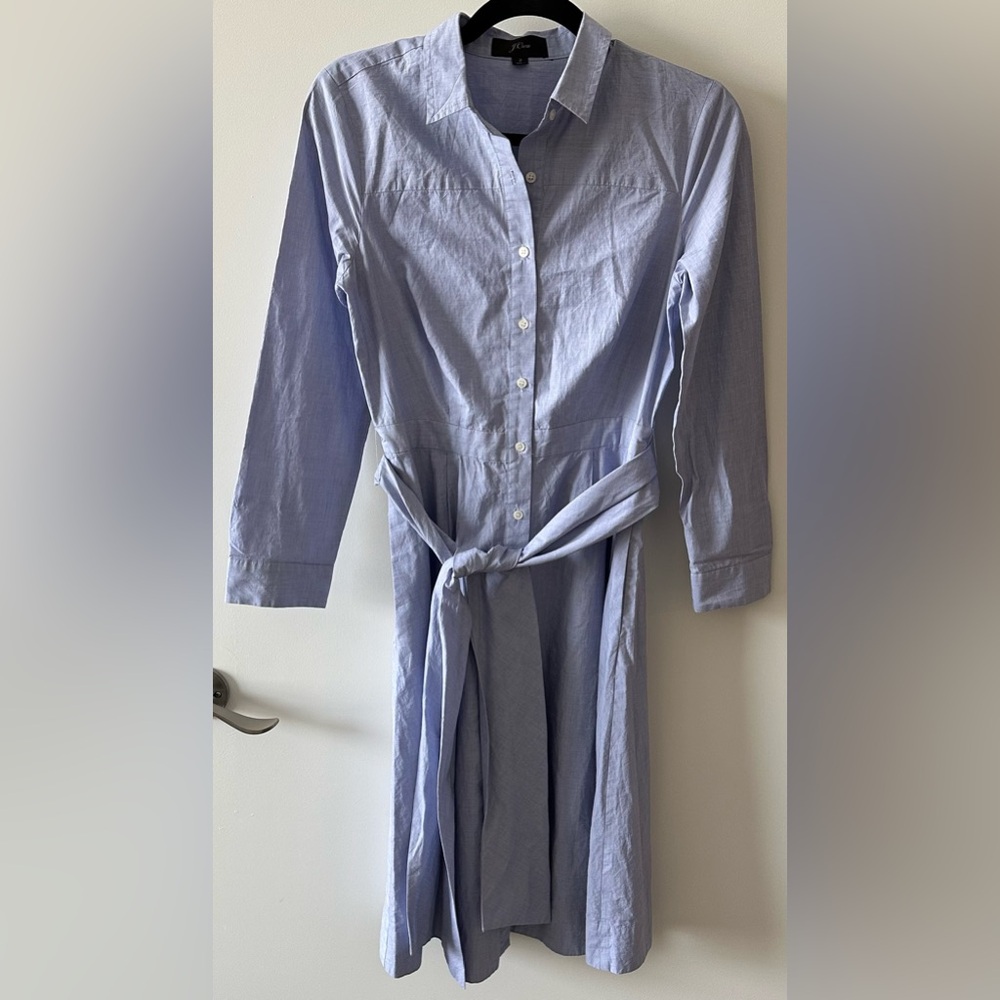 J. Crew Tie-Waist Shirtdress in End-on-End Cotton - Picture 2 of 6